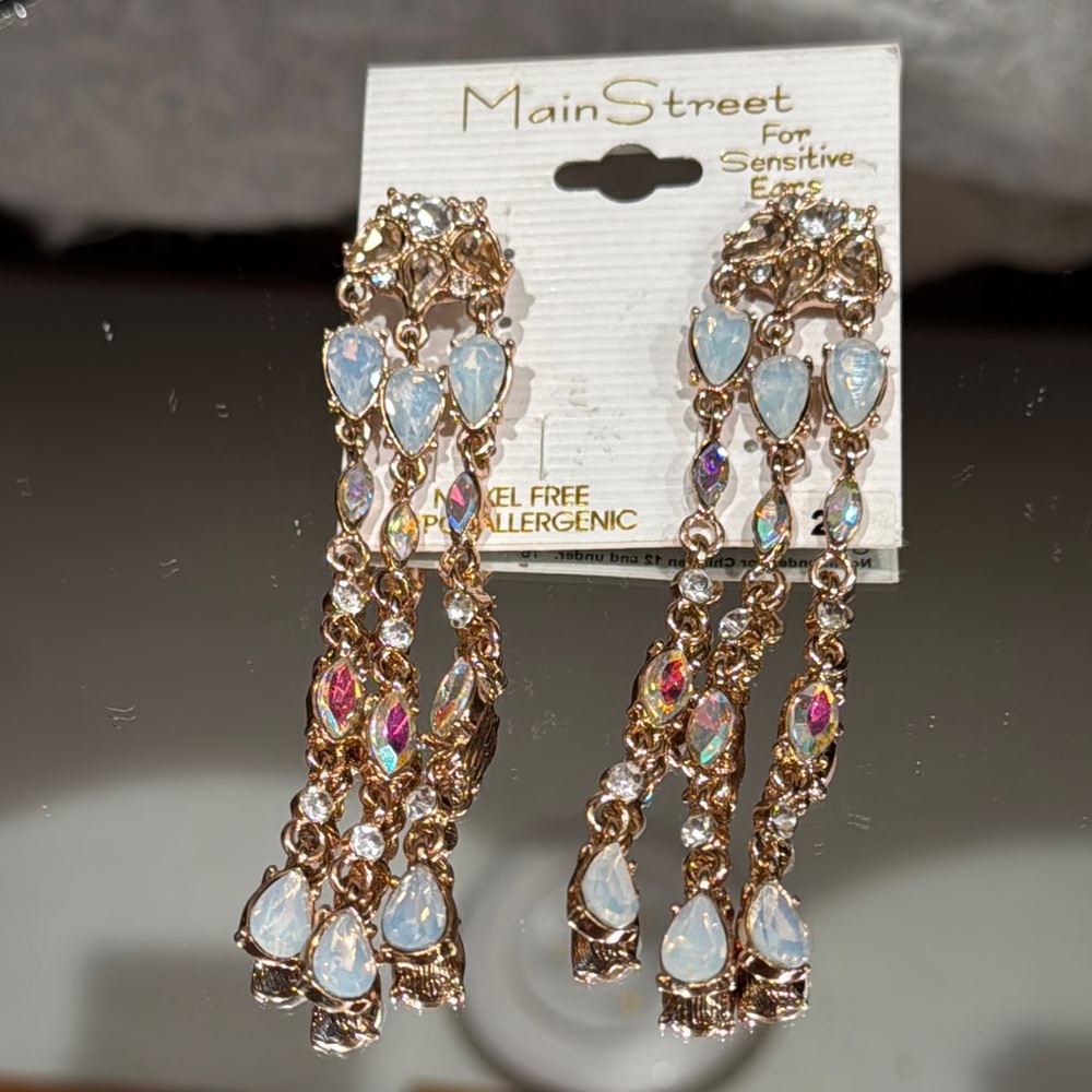 Main Street crystal Gold and Silver Dangle Nickel Lead Free pierced Earrings